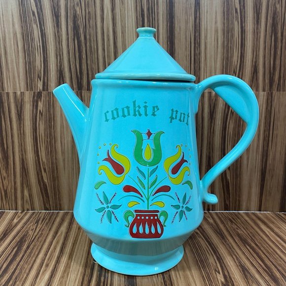Vintage Turquoise McCoy Cookie Pot, Cookie Jar - Picture 1 of 13
